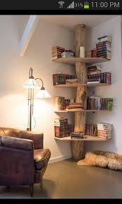 Living room corner bookcase ideas. Beautiful Log Corner Shelf Bookshelves Diy Bookshelf Design Corner Shelf Ideas