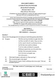 Isc 2020 English Literature Question Paper For Class 12
