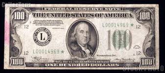 Star notes in the same condition are going to be worth more, but a lot depends on which federal reserve bank issued it. One Hundred Dollar Bill Green Seal Frn Star Note Series 1934 Us Currency