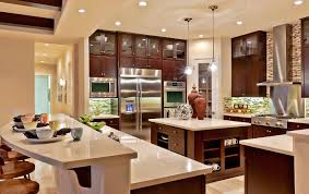 Open floor plans are all the rage, as are massive islands to provide a gathering space. Gourmet Kitchen Beams Represent A Seperate Room House Interior Contemporary Kitchen Design Home Kitchens