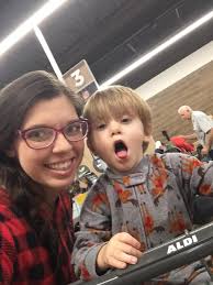 Aldi's red bag chicken and buffalo plaid pajamas