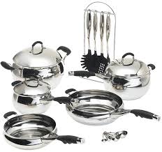 Edge Cookware 17 Piece Stainless Steel Cookware Set With Silicone Handles To View Further Cookware Set Stainless Steel Cookware Set Stainless Steel Cookware