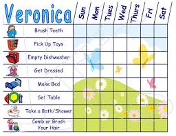 Childrens Chore Chart With Chore Pictures Girl By