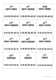 This game is great for practicing basic numbers, but can also be used with ordinal numbers (first, second, third, etc) and to practice the date. Ordinal Numbers Family Game English Esl Worksheets For Distance Learning And Physical Classrooms