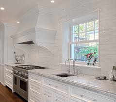 White Stone Backsplash Transitional