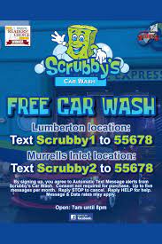 Valpak.com offers local coupons to your local body shop and helps you find deals on the best car wash in town. Free Car Wash Text Codes For Scrubby S Car Wash Car Wash Free Cars Myrtle Beach
