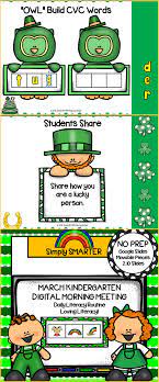March Kindergarten Digital Morning Meeting For Google Slides March Kindergarten Meeting Activities Technology Lessons
