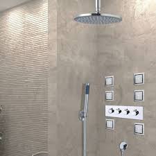 Raising the shower head and installing new tub/shower fixtures is not the most basic of diy projects; Ceiling Mount Rain Shower Head With Handheld Shower And Body Jets