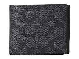 Coach Compact Id Wallet In Signature Canvas Charcoal Bags Please Note Coach Items Cannot Be Shipped To Military Addres Signature Canvas Id Wallet Canvas Bag