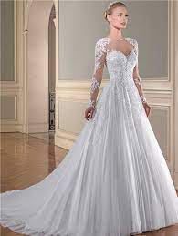 Ball Gown Illusion Neckline Sheer Long Sleeve See Through Tulle Lace Wedding Dress Bridalgown Seethrough Wedding Dresses Bridal Dresses Gorgeous Wedding Dress