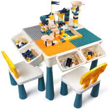 Perfect for any little adventure, our children's tables support your little one's imagination and activities. Amazon Com Gobidex 7 In 1 Multi Kids Activity Table Set With 2 Chairs And 100 Pcs Large Size Blocks Compatible With Classic Blocks Water Table Sand Table And Building Blocks Table For Toddlers Activity