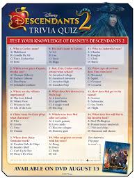 Oct 26, 2019 · are you a true descendants 3 fan?! Disney Descendants 2 Dvd Available Now For Purchase Disney Descendants 2 Disney Descendants Quiz Disney Descendants Party