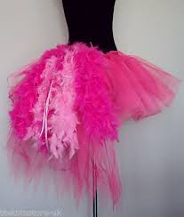 Burlesque Moulin Rouge Tutu Skirt Pink Bustle Feathers S M L Xl Longer Length Ebay Flamingo Costume Feather Tutu Bird Costume