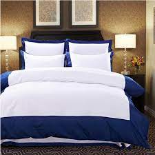 The size of the top bed sheet brands is indeed very large to accommodate most king size beds. Pure Color Home Textile 4pcs Hotel Bedding Set White Blue Duvet Comforter Cover Bedclothes Bed Sheet Li Hotel Bedding Sets Blue And White Bedding White Bed Set