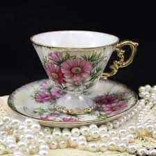 October Cosmos Tea Cup And Saucer Iridescent Pink Cosmo Etsy Tea Cups Tea Cups Vintage Tea Sets Vintage