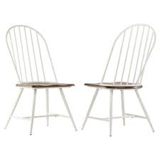 Set Of 4 Juniper Lane Mixed Media Windsor Dining Chair Metal White Dark Oak Inspire Q Metal Dining Chairs Dining Chairs Wood Dining Chairs
