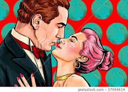 Pop Art couple. Love couple. Pop Art love.