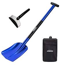 Overmont 32 Folding Emergency Snow Shovel 3 Piece Aluminum Lightweight Portable Sport Utility Shovel For Car Trunk Camping Garden Beach With Ice Scraper Carryi Snow Shovel Ice Scraper Shovel