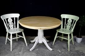 Round tables are easy to move around while square tables pair well with sectionals. Two Round Beech Top Pedestal Table 4 Farmhouse Chairs Painted Vintage Antique Farmhouse Furniture