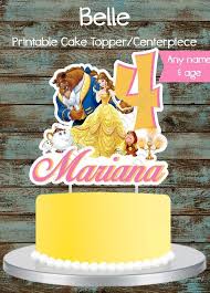 Custom Beauty And The Beast Cake Topper Beauty And The Beast Centerpiece Princess Belle Printable Cake Toppers Belle Party Ideas Princess Birthday Party
