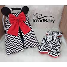 Trendbaby Siyah Zigzag Kirmizi Micky Puset Ortusu Seti Puset Siyah Kirmizi
