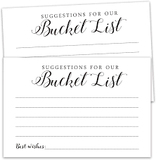 We did not find results for: Amazon Com 50 Bucket List Cards Bucket List Suggestions Card For Birthday Retirement Anniversary Party Wedding Bucket List For Bridal Shower Wedding Reception Activity Adventurous Ideas Bucket List Home Kitchen