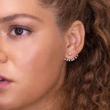 Ear Jacket Earrings Gift for Bride Bridesmaids Wedding Ear Jewelry Diamond  Stud Front Back Crawler Simple Dressy Special Occasion Accessory