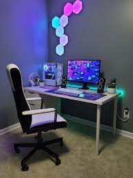 My First Setup Is Finally Complete I Might Add A Few More Things On The Wall But I M Loving How It Turned Out In 2021 Gaming Room Setup Room Setup Bedroom