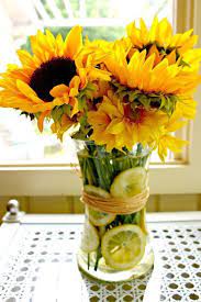 Pin By Angela Maria On Flowers And Gardening Sunflower Arrangements Flower Arrangements Kitchen Table Centerpiece