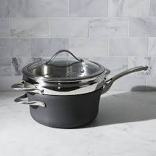 Calphalon Contemporary Non Stick 4 5 Qt Saucepan With Steamer Calphalon Contemporary Calphalon Crate And Barrel