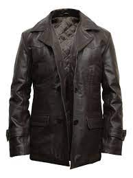 Distressed Leather Pea Coat Mens Leather Coats Leather Jacket Men Mens Leather Jacket Long