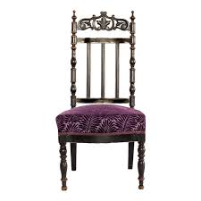 19th Century Antique French Napoleon Iii Era Purple And Black Chimney Chair In 2020 French Antiques Wooden Side Chairs Chair