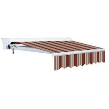 Advaning 16 Ft Luxury L Series Semi Cassette Manual Retractable Patio Awning 118 In Projection In Brick Red Beige Stripes Ma1610 A430h2 The Home Depot Patio Awning Retractable Awning Bistro Set