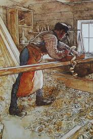 Print Carl Larsson Carpenter Shop Vaer Saa God Carl Larsson Scandinavian Art Painting