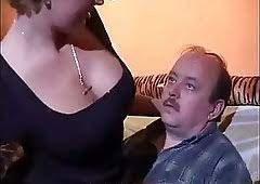 Busty blond teen gives head to a senior outdoors. Old Farts Porn