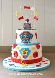 Pstel Redondo De Dos Niveles Decorados Con Logos De Paw Patrol Pasteles Para Ninos De Cumpleanos 3 Pasteles De Cumpleanos Tarta De Patrulla Canina