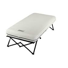 Coleman Camping Cot Air Mattress And Pump Combo Folding Camp Cot And Air Bed With Side Tables And Battery Opera In 2020 Air Bed Coleman Air Mattress Mattress Frame