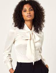 5 out of 5 stars. White Satin Blouse With Bow Buy Clothes Shoes Online