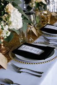 Black And Gold Wedding Table Settings Modern Black And Gold Wedding Ideas Every Last Detail Black Gold Wedding Black Napkins Wedding Table Settings