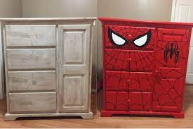 Thor's hammer which lights up, thanos gauntlet with. Diy Spider Man Dresser Before And After Marvel Bedroom Spiderman Room Superhero Room