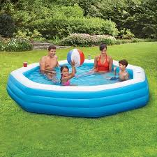Summer Waves Inflatable 9 Octagon Family Swimming Pool Blue Walmart Com Children Swimming Pool Swimming Pool Designs Family Pool