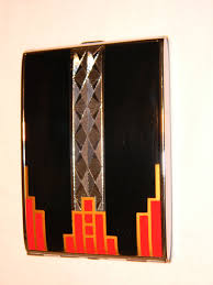 Art Deco Black And Gold Mirror Pin On Art Nouveau Art Deco Cigarette And Calling Card Cases