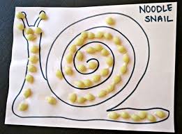 Mommy Testers Easy Art Distraction Noodle Snail Pasta Art Macaroni Art Easy Art For Kids