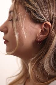 14k Gold Oval Ruby Earring