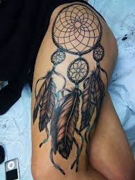 Traumfanger Bein Tattoo Schwarz Traumfanger Tattoos Indianisches Tattoo Tatowierungen