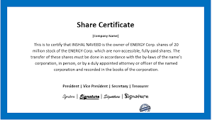 Customizable Business Share Certificate Templates Word Excel Templates