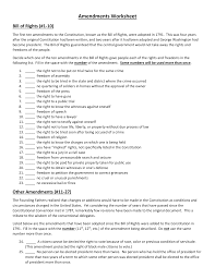 This was four years after the original constitution had. Amendments Worksheet