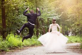Instead of for better or worse, for richer, for poorer… the bride makes a show of only repeating for richer.. Funny Wedding Ceremony Script