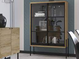 187 (h) x 87 (b) x 42 (t), zur abholung, festpreis Parisot Vitrinenschrank Memphis Eiche Schwarz Kaufen