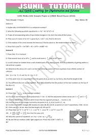 New Maths Sa2 Sample Paper For 2018 Board Exam Class10 Jsunil Tutorial Cbse Maths Science